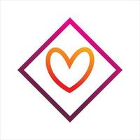 design de logotipo de diamante de linha de amor vetor