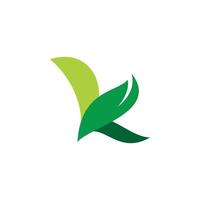 design de logotipo de letra k de natureza verde vetor