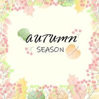 fundo de modelo de texto de saudação de temporada de outono com folhas coloridas na temporada de outono. vetor