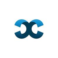 design de logotipo de letra c duplo de cor azul vetor