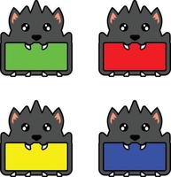 conjunto de cores do conjunto de cores da placa de animais de lobo fofo design de ilustração vetorial vetor