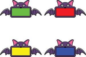 conjunto de cores do conjunto de cores da placa de animais de morcego bonito design de ilustração vetorial vetor