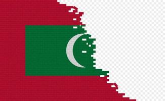 bandeira das maldivas na parede de tijolos quebrados. campo de bandeira vazio de outro país. comparação do país. edição fácil e vetor em grupos.