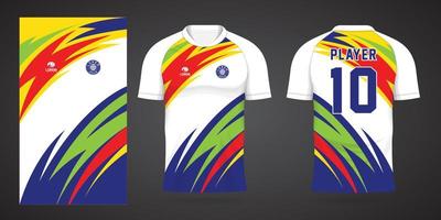 modelo de design de esporte de camisa de futebol colorida vetor