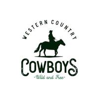logotipo vintage de rodeio do oeste selvagem de cowboy vetor