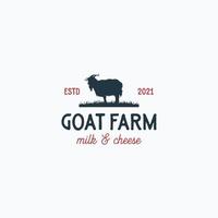 conceito de design de logotipo de fazenda fazenda de cabras vetor