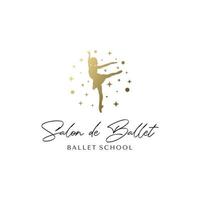 modelo de design de logotipo de escola de balé de ouro vetor
