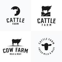 conjunto de ilustração vetorial de logotipo de fazenda de gado vetor