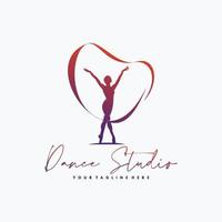 ginástica de fitness com design de logotipo de fita vetor