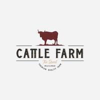 vetor de design de logotipo de fazenda de gado