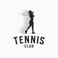 design de logotipo de silhueta vetorial estilizado de jogador de tênis vetor
