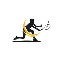 logotipo de silhueta vetorial estilizado de jogador de tênis vetor