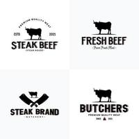 design de logotipo de carne bovina angus de gado