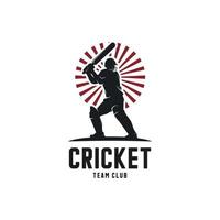 vetor de design de logotipo de silhueta de jogador de críquete