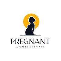 design de vetor de logotipo de mulher grávida