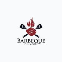 logotipo grelhado de bife de churrasco vintage vetor