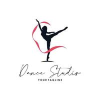 logotipo para um design de silhueta de estúdio de balé ou dança vetor