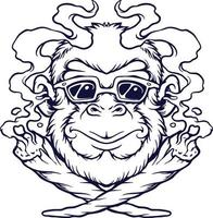 ilustrações vetoriais de silhueta conjunta de erva daninha de macaco legal para o seu logotipo de trabalho, t-shirt de mercadoria de mascote, adesivos e designs de etiquetas, pôster, cartões de saudação empresa de negócios de publicidade ou marcas. vetor