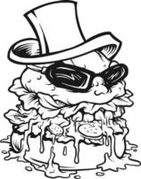 ilustrações vetoriais de silhueta de mascote de hambúrguer legal para o seu logotipo de trabalho, camiseta de mercadoria de mascote, adesivos e designs de etiquetas, pôster, cartões de saudação, empresa de negócios de publicidade ou marcas. vetor
