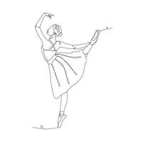 ilustração de linha contínua de bailarina vetor