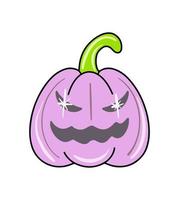 vector ícone de cor laranja de abóbora de halloween assustador bonito desenhado em estilo simples.