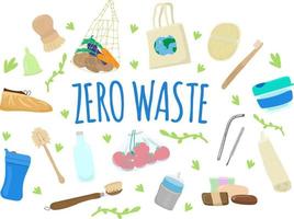 conceito de desperdício zero com itens duráveis, reutilizáveis e ecologicamente corretos