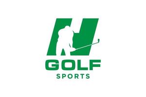 logotipo do ícone da letra do alfabeto h para modelo de vetor de design de logotipo de golfe, rótulo vetorial de golfe, logotipo do campeonato de golfe, ilustração, ícone criativo, conceito de design