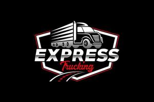 vetor de modelo de logotipo abstrato de silhueta de caminhão. adequado para logotipo de carga, caminhões de carga de entrega, logotipo de logística