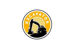 vetor de modelo de logotipo de escavadeira. vetor de logotipo de equipamento pesado para empresa de construção. ilustração de escavadeira criativa para modelo de logotipo.