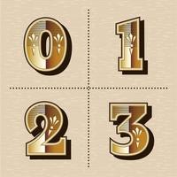 números ocidentais vintage letras alfabeto fonte design ilustração vetorial nubmer 0, 1, 2, 3 vetor