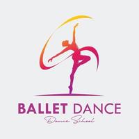 jovem ginasta dança com logotipo de fita vetor