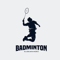 modelo de design de logotipo de badminton silhueta vetor