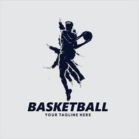 design de logotipo de movimento de esportes de basquete vetor