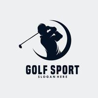 modelo de vetor de design de logotipo de jogador de golfe. clube de golfe de luxo de elite