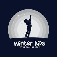 modelo de design de logotipo de crianças de inverno vetor