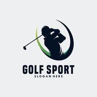 modelo de vetor de design de logotipo de jogador de golfe. clube de golfe de luxo de elite