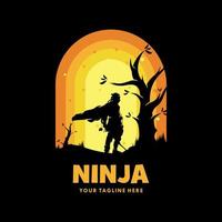 vetor de logotipo de mascote guerreiro ninja