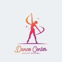 jovem ginasta dança com logotipo de fita vetor