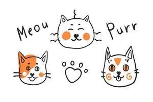 gatos engraçados em estilo doodle vetor