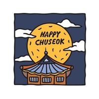 ilustração de dia bonito de hangawi chuseok desenhada à mão vetor