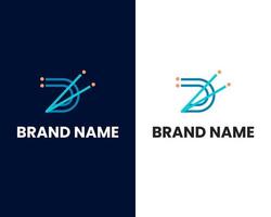 letra d e um modelo de design de logotipo moderno de marca vetor
