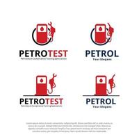 bomba de gasolina e pacote de modelo de design de vetor de logotipo de teste de conformidade de petróleo