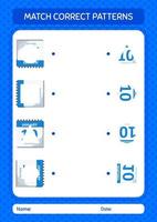 jogo padrão de correspondência com calendário. planilha para crianças pré-escolares, folha de atividades para crianças vetor