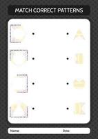 jogo padrão de correspondência com correio em papel. planilha para crianças pré-escolares, folha de atividades para crianças vetor