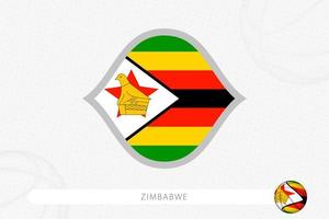bandeira do zimbabwe para competição de basquete em fundo cinza de basquete. vetor