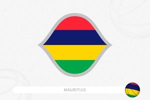bandeira das maurícias para competição de basquete em fundo cinza de basquete. vetor