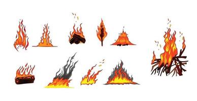 conjunto de ilustração vetorial de fogo vetor