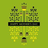 cartão de dia das mães com flores de estilo minimalista ilustração isolada em vetor