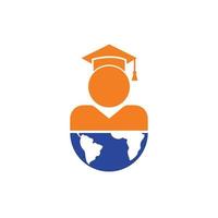 modelo de design de logotipo de vetor de educação. globo e design de logotipo de ícone de estudante.