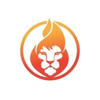 modelo de design de logotipo de vetor de fogo de leão. fogo de leão criativo ou conceito de design de logotipo de chama de leão.